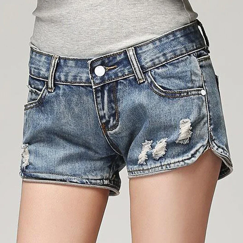 Women's Sexy Super Shorts Summer Fashion Denim Cotton Splicing Broken Hole Ladies Skinny Club Shorts Jeans