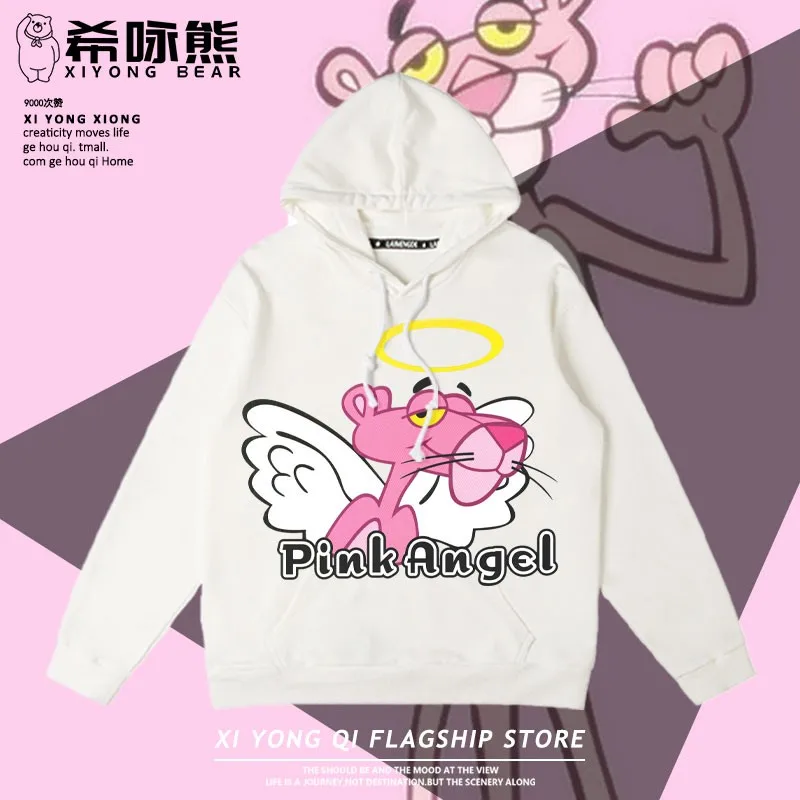 

Pink Panther Co-coat Female American Ins Trend High Street Animation Surrounding Hooded Hoodie Autumn Loose Clothes