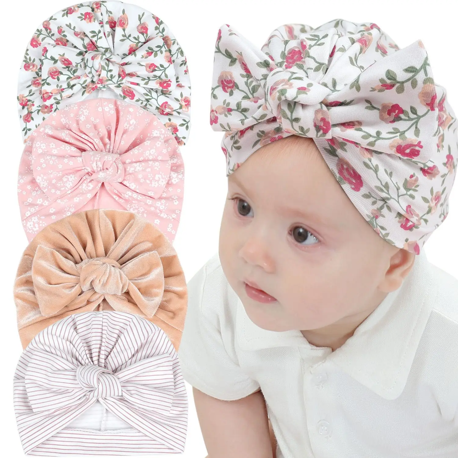 New Velvet Turban Babes Beanie Caps Baby Girls India Hat Turban Floral Prints Toddler Infant Cap Baby Head Wraps Kids Headwear india a portrait