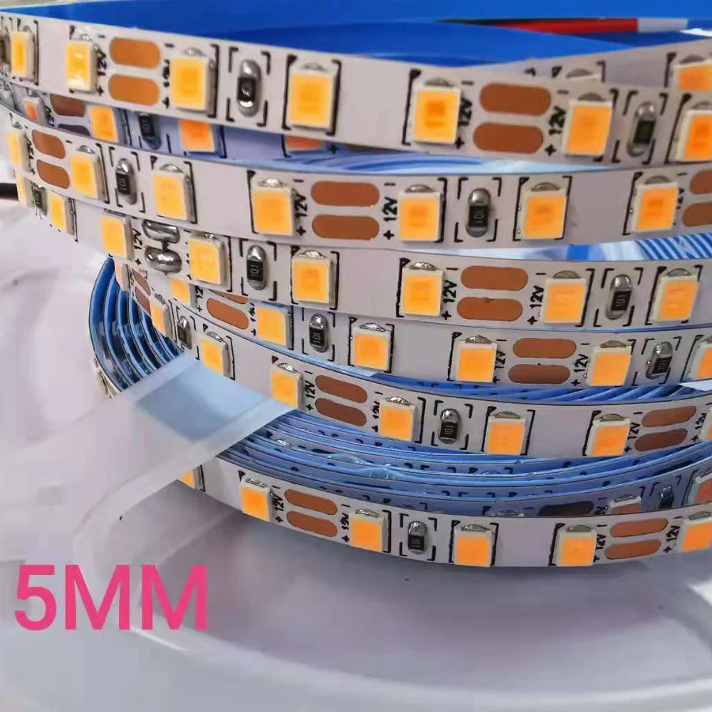 3mm 4mm 5mm 좁은 폭 LED 스트립 빛 5M DC12V 2835 120Led 로프 빛 유연한 LED 리본 백라이트 램프 홈 인테리어