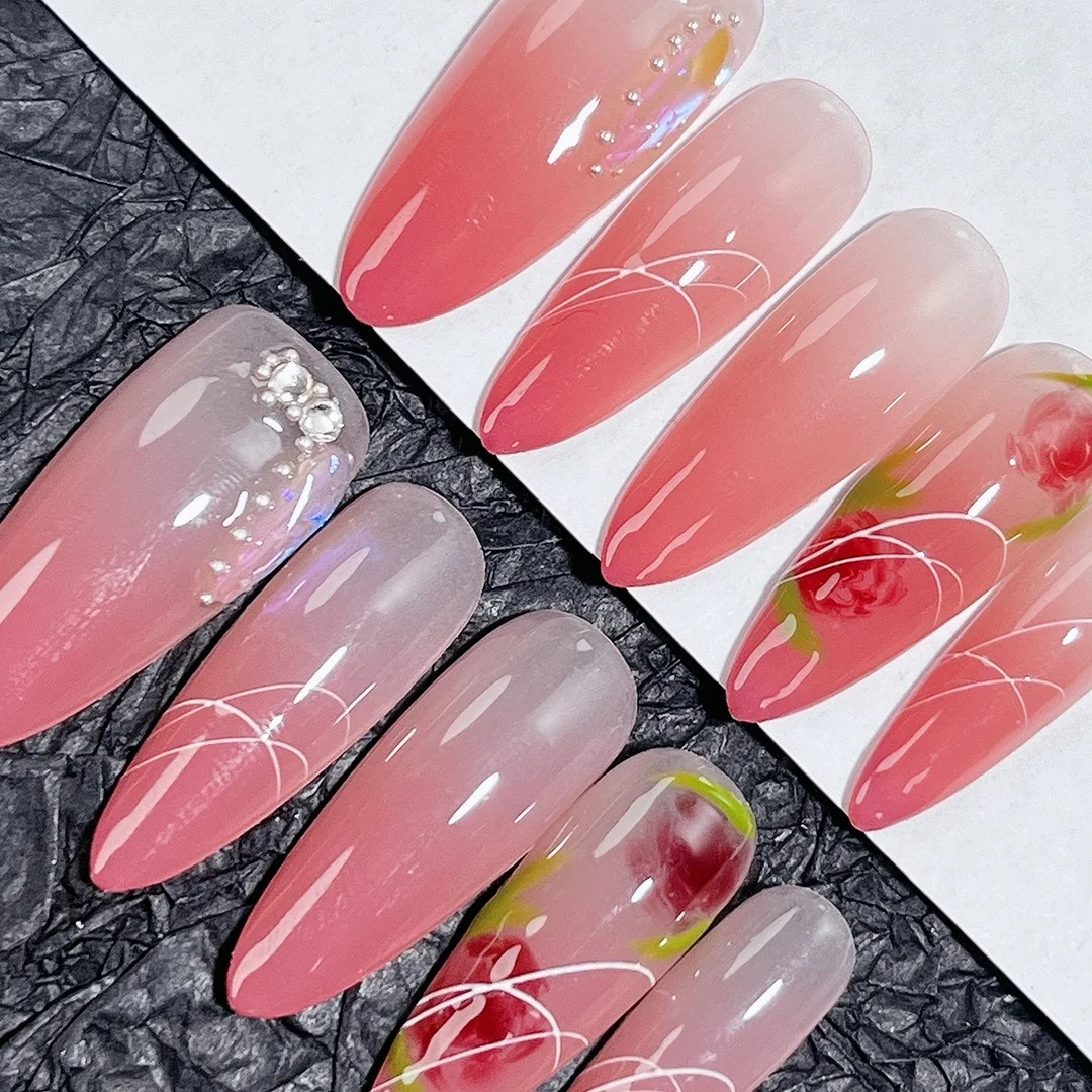 

Emmabeauty Rose Lover Съемный Многоразовый высококачественный пресс для ногтей ручной работы в романтическом стиле No.24809
