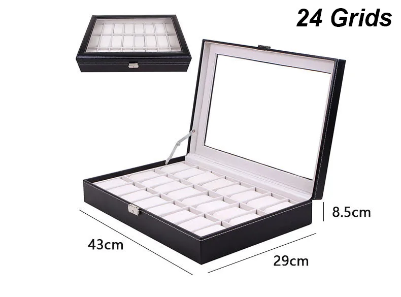 Multiple Slots Luxurious PU Watch Box 2/3/4/5/6 Grids Jewelry Ring Earrings Organizer F... - SKU PWB00958 - UGI Packaging