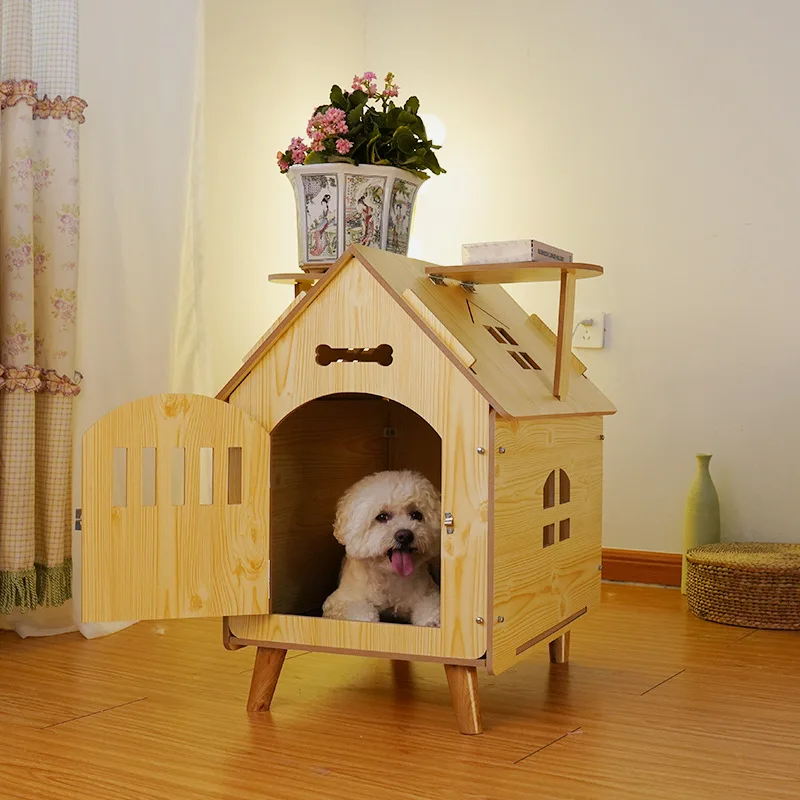 

Wooden Kennel Small and Medium-Sized DogsTeddyBritish Shorthair Dog House Cat Nest Cat House Villa Four Seasons Universal Ground