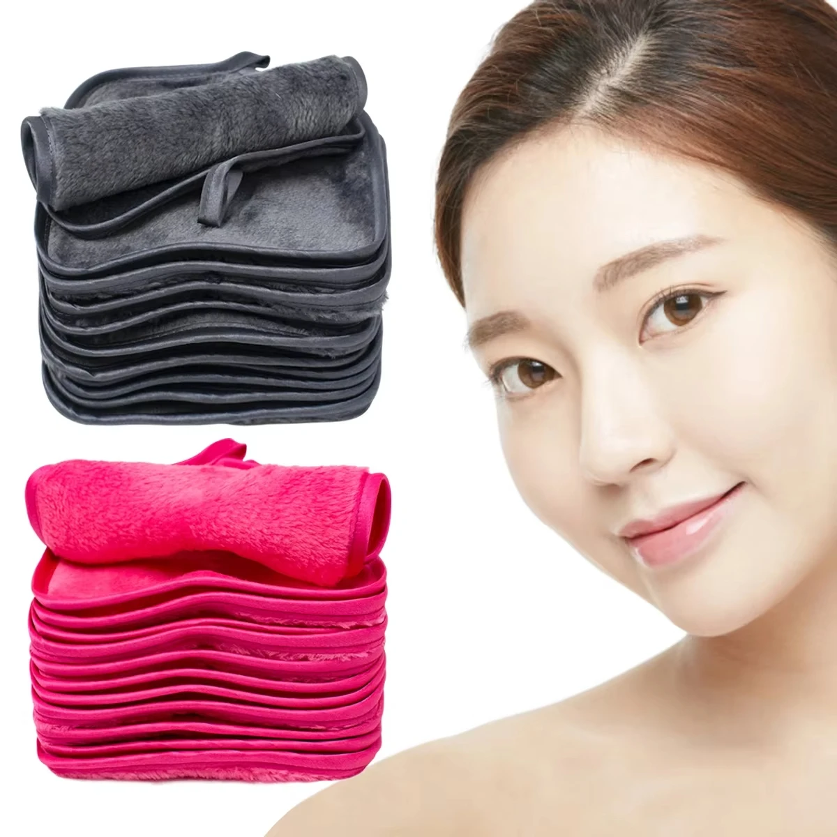 12pcs Makeup Remover Pads Reusable Pads Makeup Eraser Microfiber Facial Towel Face Cleaner Cleaning Wipes Skincare Tools