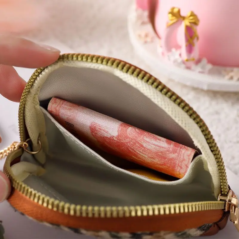 LAYRUSSI New Fabric Coin Purse Women Double Zipper Small Wallet Key Pouch Travel Card Holder Fashion Female Vintage Coin Bags