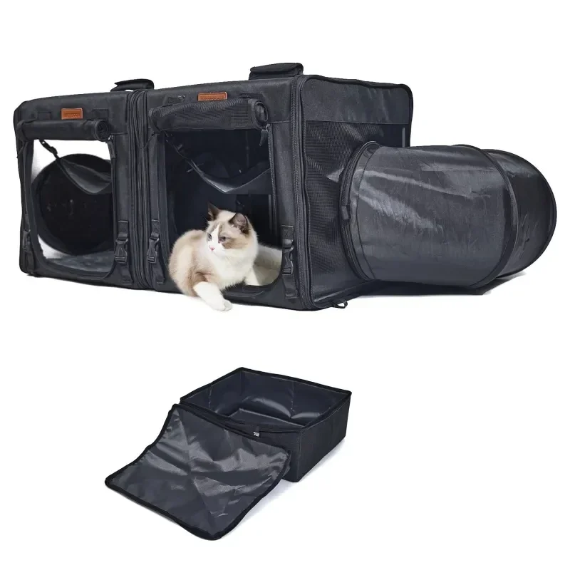 Cat Carrier Backpacks With 2 Side Expandable Cat Play Tunnel Twice The Space For Perfect Dog Travel Bag (with Tunnel)
