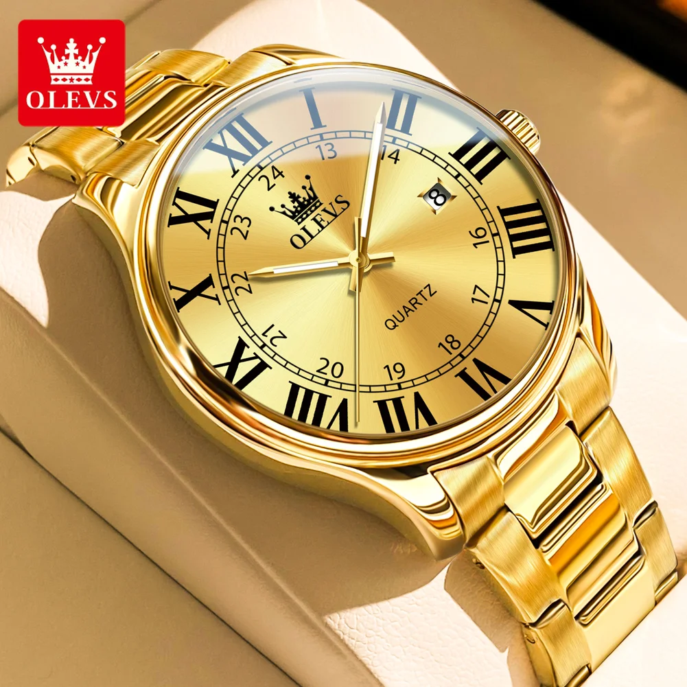 ساعات OLEVS الفاخرة بمقياس روماني للرجال، ساعة كوا...