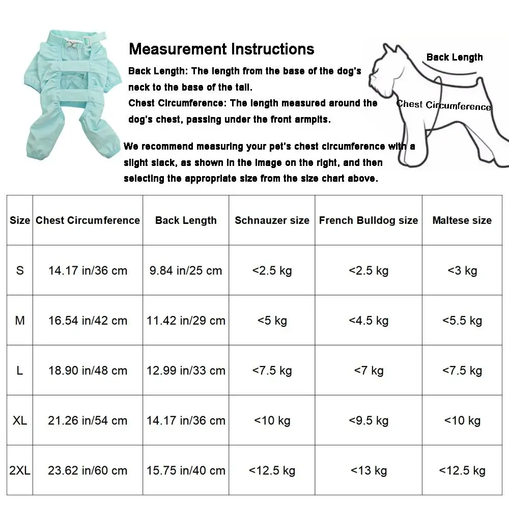 폴리에스터 섬유 애완견 4족 바지 방수 얇은 강아지 점프슈트 오염방지 벌레방지 애완견 외출복 산책복