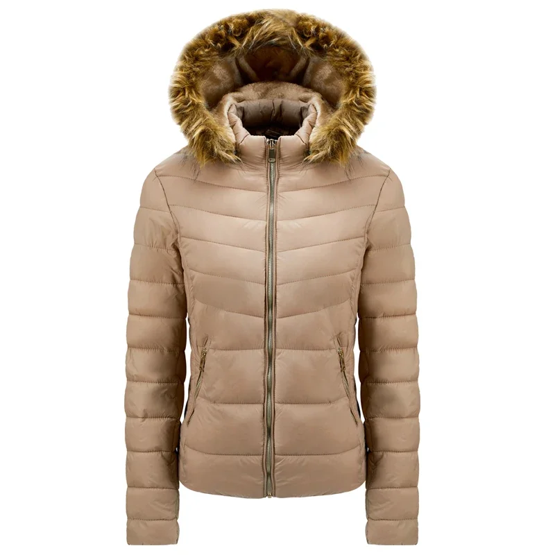 

2024 Women Winter Jacket New Simple Fashion Big Fur Warm Parkas Jackets for Women Down Coat Warm Plus Size Parka Cotton Outwear