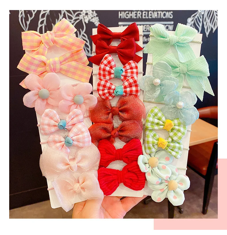 10Pcs kinder Gummiband Baby Haar Seil Nette Mädchen Kopf Blume Bogen Tut Nicht Verletzt Zubehör Headrope Kleines mädchen Kopfbedeckungen – Detail 8
