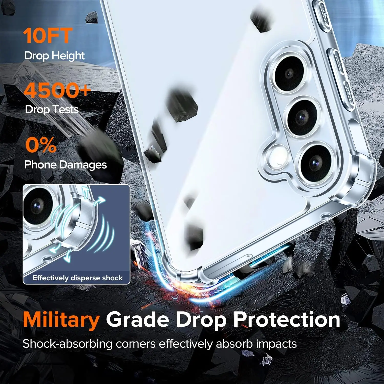 Shockproof Clear TPU Phone Case with Four-Corner Protection