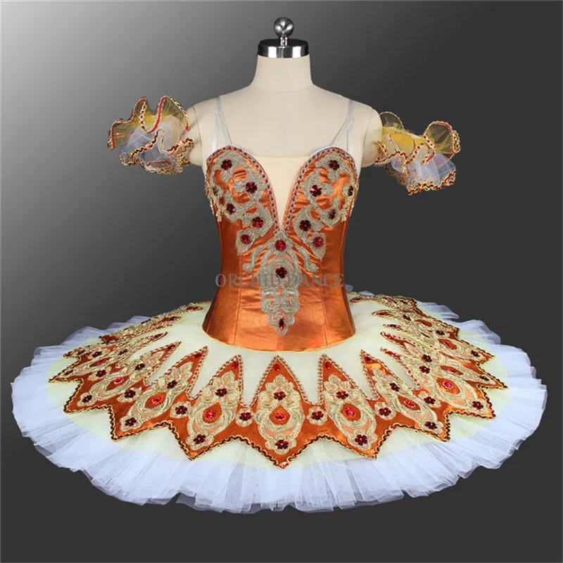 

Professional High Quality New Design Custom Size Kids Girls Adult Women Performance Wear Orange Blue Champagne Gold Ballet Tutu