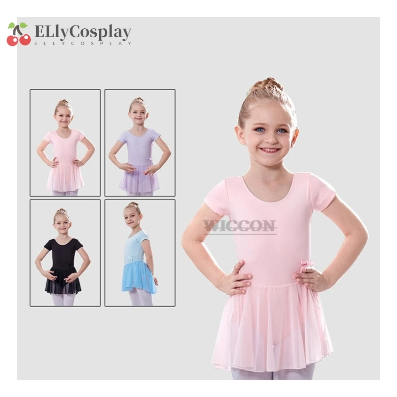 

Детское балетное платье с коротким рукавом, мягкая бархатная и розовая газовая юбка для девочек, танцевальные тренировочные трико для балета для девочек