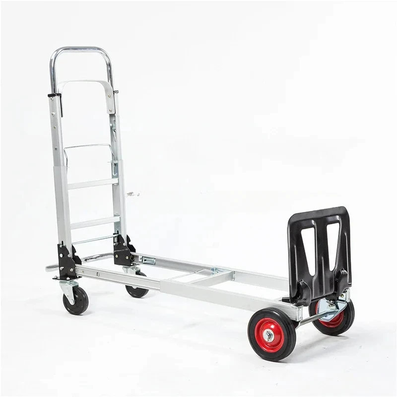 

Household telescopic push-pull manual folding silent heavy-duty shopping cart. 100kg luggage cart folding cart