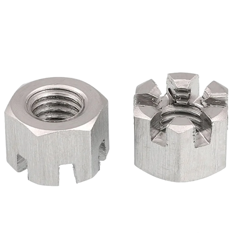 Description Picture 4 of item5/2pcs Connecting Rod Wheel Axle Hub Slotted Castle Nut Groove Hexagon Nut A2 304 Stainless Steel GB6181 M6 M8 M10 M12 M14 M16