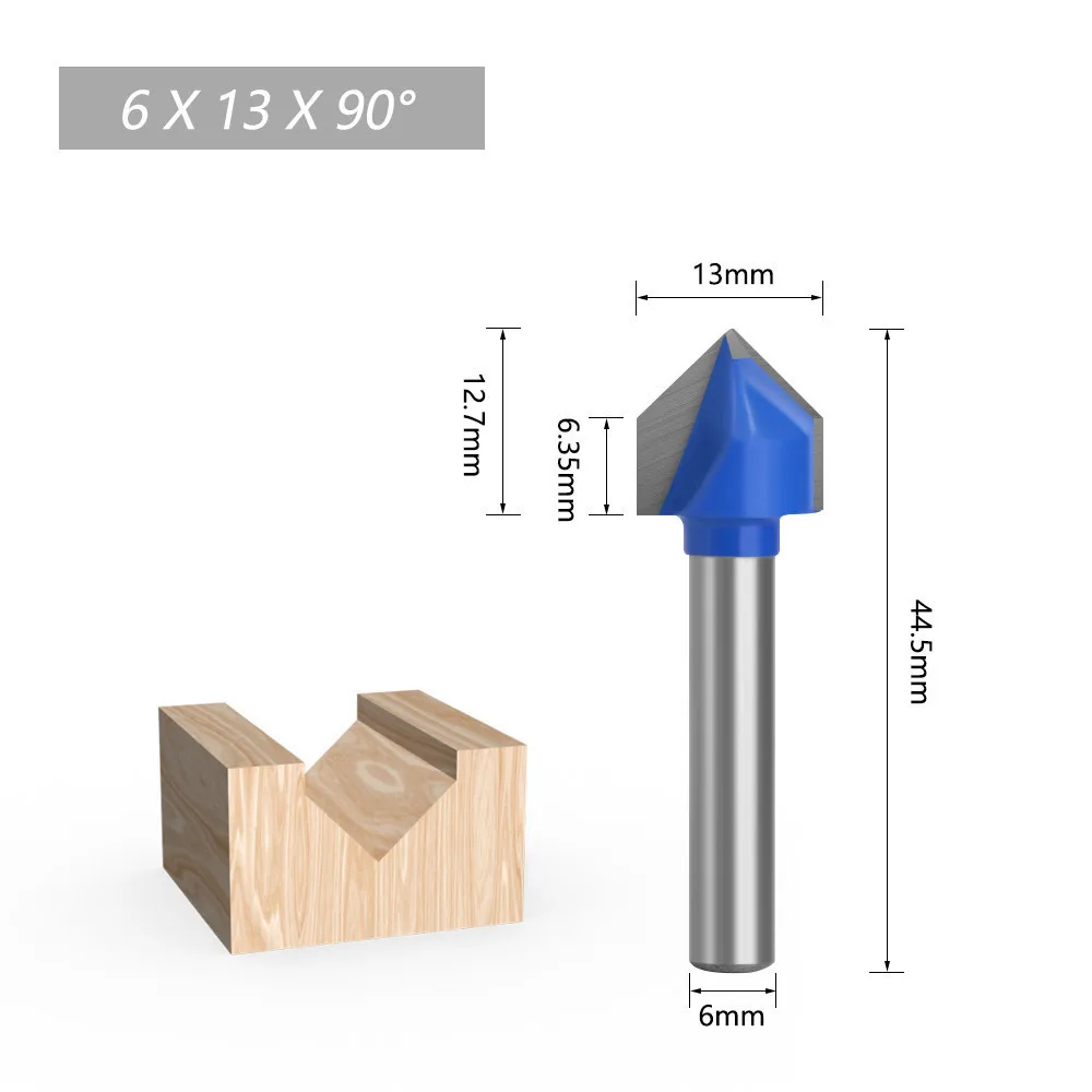 AURWOF 1pc 6mm Schaft 60 90 120 150 Grad V Typ Schlitzen Cutter Bit CNC Gravur Solide Router bit Hartmetall Fräser C0602 – Detail 7
