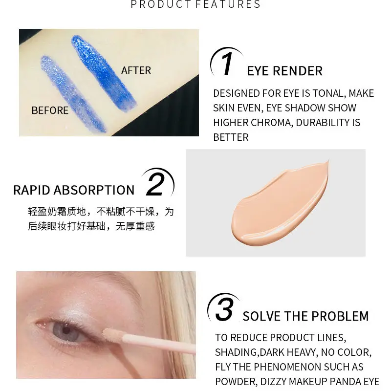 1/2Pcs Long Lasting Eye Primer 5ml Eye Base Cream Waterproof Liquid Eyelid Primer Base Concealer Eyeshadow Moisturzing Makeup