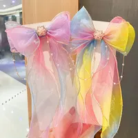 ربطات شعر للأطفال، أقواس قوس قزح للفتيات، مشابك شعر مضفرة، أغطية رأس، ذيل حصان الأميرة، أشرطة، دبابيس شعر 6