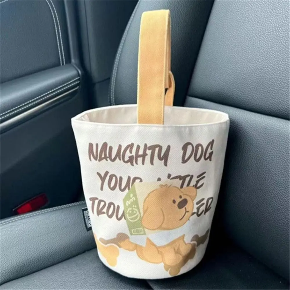 

Canva Bucket Bag New Portable Large Capacity Tote Bag Cartoon Dog Cylinder Bags