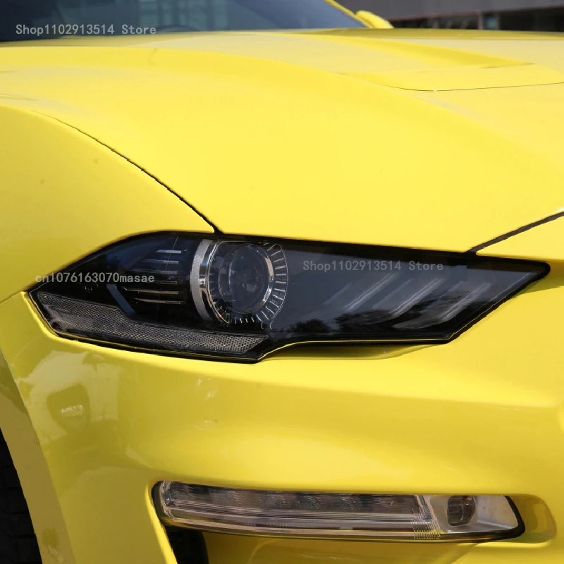 

For Mustang 2018-2023 Car Headlight Protective Film Vinyl Restoration Transparent Black TPU Sticker