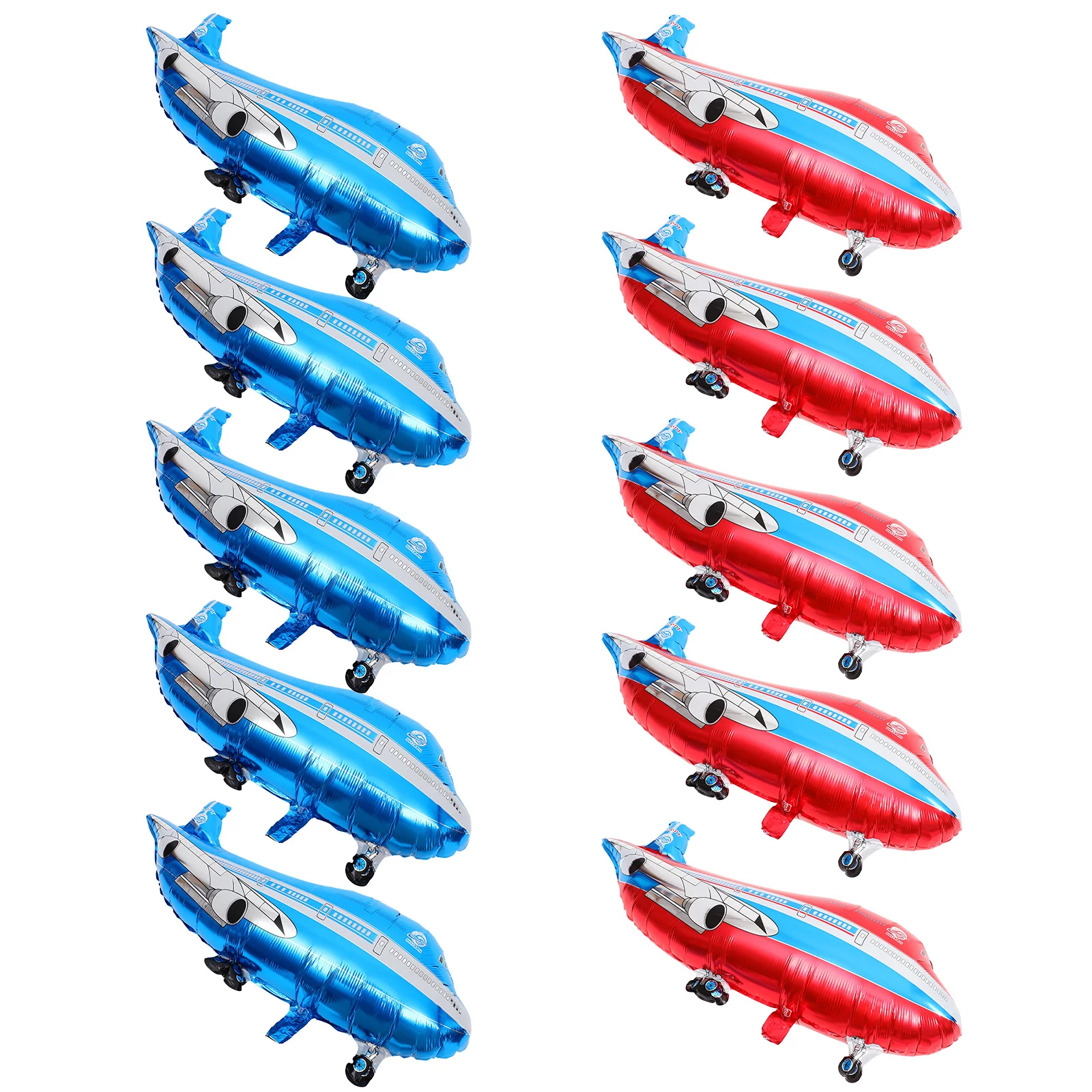 

10pcs Airplane Ballon Decor Foil Ballon Toy for Kid Party Gathering (Blue 5 Pcs, Red 5pcs)