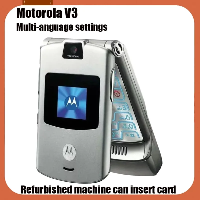 

RAZR V3 Motorola New Original Unlocked Flip Button Bluetooth Mobile Phone Dual Display Advanced Fast Call GSM 850/900/1800/1900
