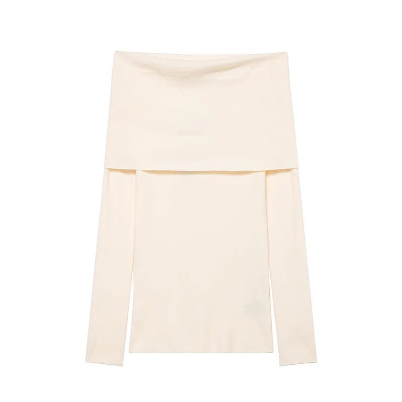 Casual Chic Women Sweater Solid Off Shoulder Pullover Top Long Sleeve Knit Sweater Fashion 2025 Autumn Elegant Short Sweater