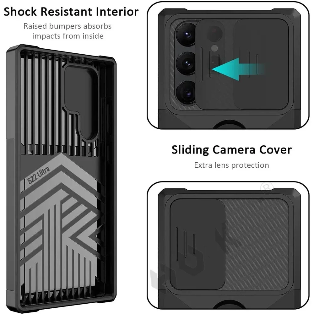 Rüstungsständer-Hülle für Samsung Galaxy S24 S23 Ultra S22 Plus S21 FE Note 20 Abdeckung Kartensteckplatz Brieftasche Ringhalter Coque Fundas_voghion.com