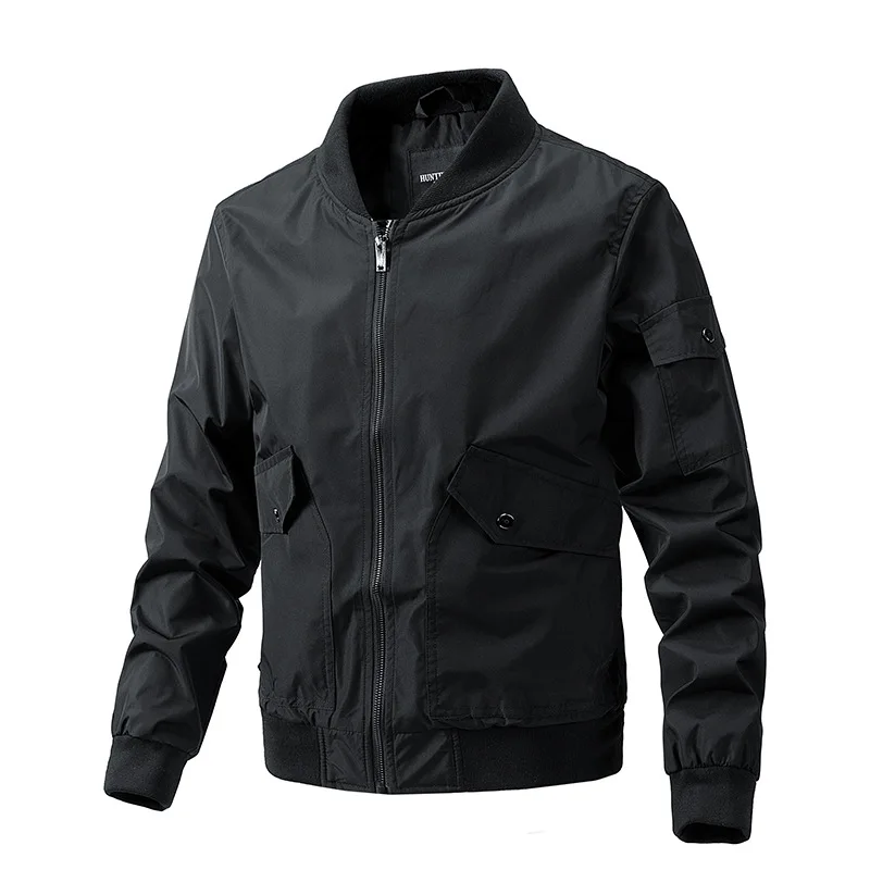 

Bomber Jacket Men Long Sleeve Zipper Military Tactical Jacket Spring Autumn Trench Coat Motorcycle Jacket Stand Slim Coats