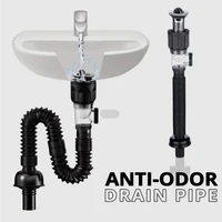 Universal Sink Drain Pipe Set Retractable Deodorant Sewer Drainage Water Hose Wash Basin Drainer Bathroom Kitchen Accessories 1