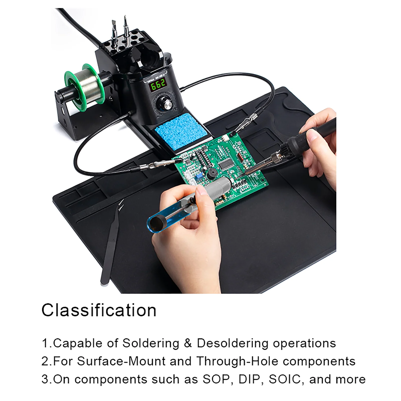 926LED-III Digital Soldering Station 194-896°F PID Fast Heating Helping Hands So