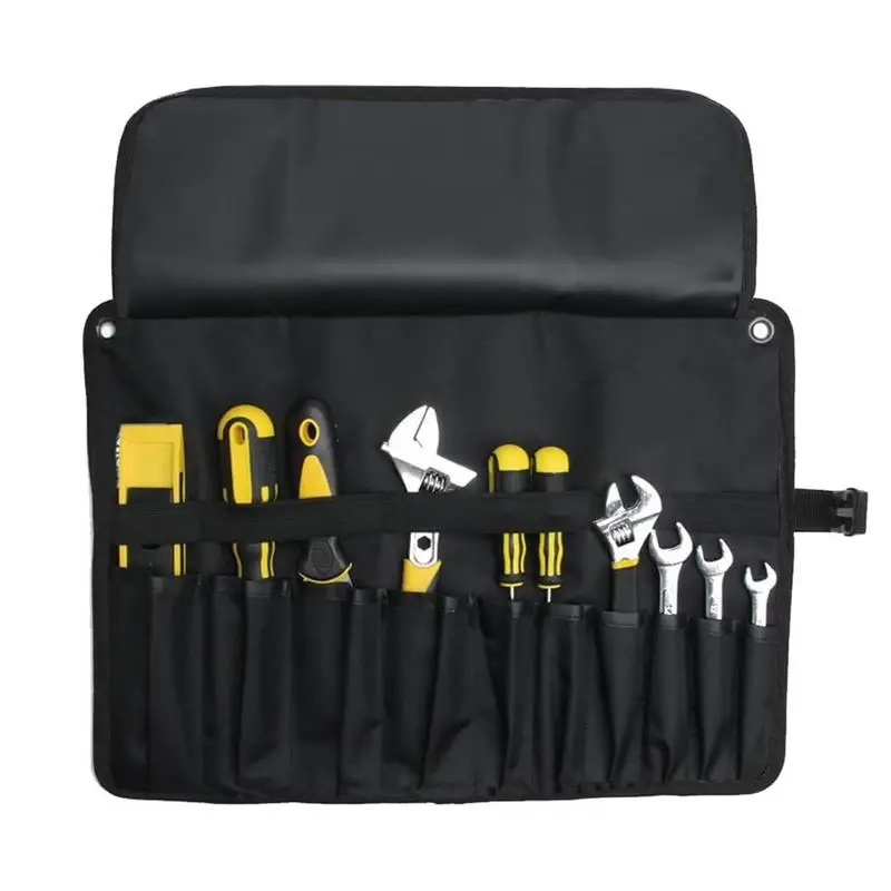 

Pocket Tool Roll Organizer Tool Roll Up Pouch With 10 Pockets Tool Bag And Roll Up Wrench Organizer Tool Pouch With Elastic