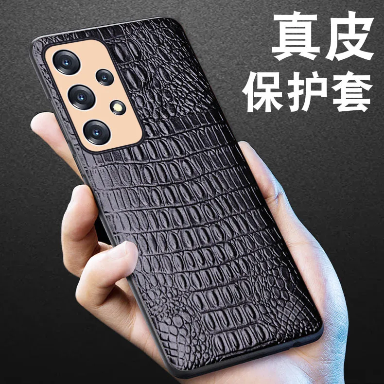 Luxury Genuine Cow Crocodil Leather Magnetic Cover Mobile Phone Book Case For Samsung Galaxy A73 A53 Esports Edition Funda Cases