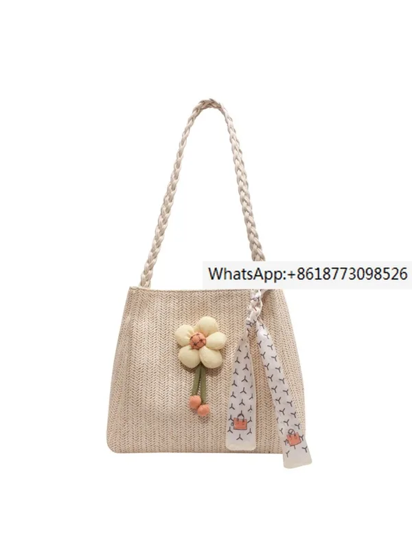 

Woven straw bag for women with large capacity 2023 new summer versatile shoulder bag, seaside shoulder bag, commuting tote bag