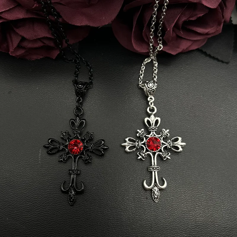 ANATTASOUL Gothic Cross Necklace Set – 2pcs Vintage Crystal Punk Choker For Women - View #8