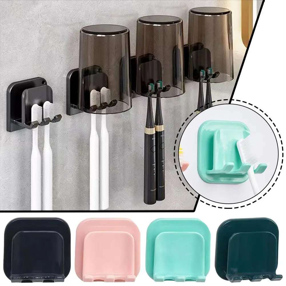 

Toothbrush Cup Holder Wall Mount Dustproof Self-adhesive Towel Toothbrush Shaver Accessories Rack Bathroom Storage Home Z1L2