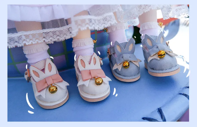 1/6 Bjd Doll Flat Rabbit Shoes With Bells Fashion Doll Casual Shoes Doll Accessories For 30cm Doll 1/6 Bjd Yosd Msd Doll