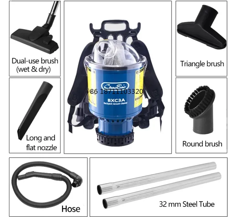

Dry back pack vacuum cleaner 1000W and 4Liter for commercial and housekeeping