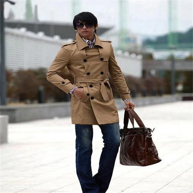 Hot pin romper estilo Compras sin esfuerzo Para Hombre Chaqueta doble botonadura Trench con capucha Abrigo corte justado con solapa de negocios Pago seguro conveniente acam.org.au