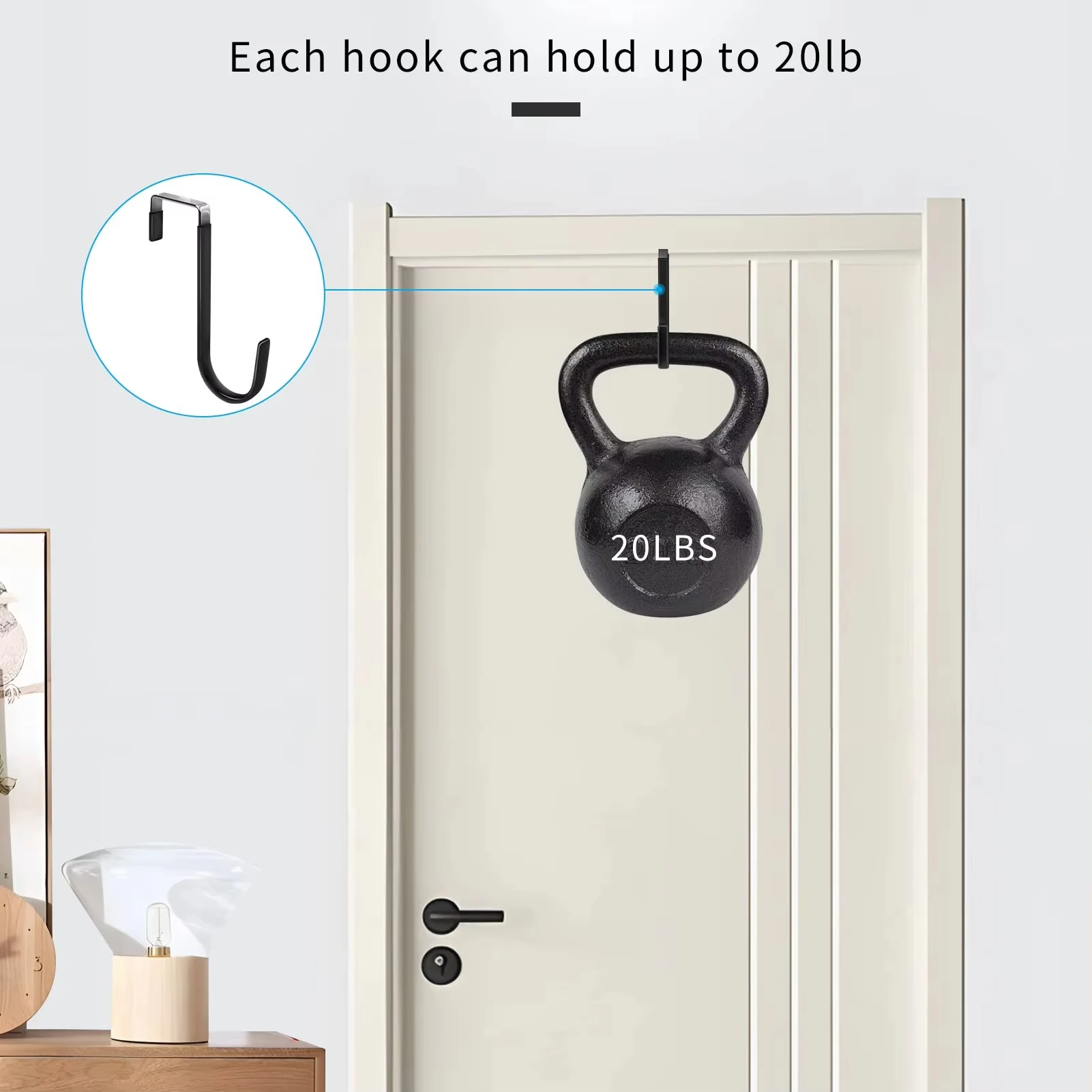 Door Hook Organizer Hooks with Rubber for Living Room Bathroom Bedroom Kitchen Hanging Clothes Towels Hats Coats