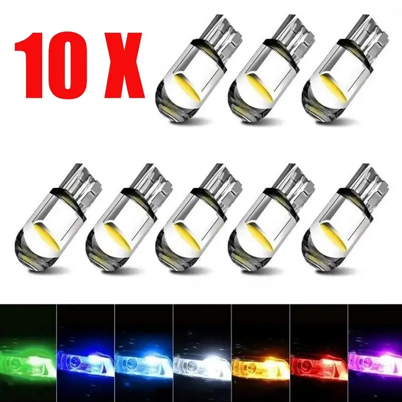 

10Pcs Waterproof T10LEDCOB LED Bulb For Car LED Signal Light High Brightness Free Error 12/24V White Auto Wedge Side Trunk Lamps