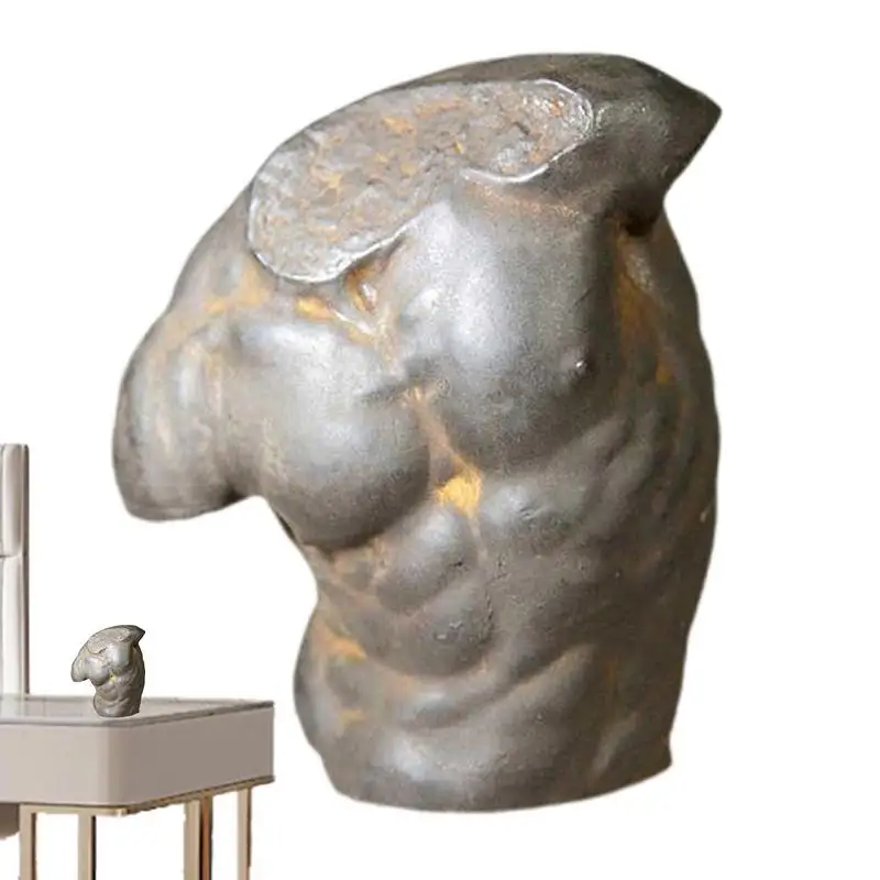 

Male Torso Figurine Greek Male Upper Body Figurine Vintage Cast Iron Art Figurine For Bookshelf Living Room Entrance Bedroom TV