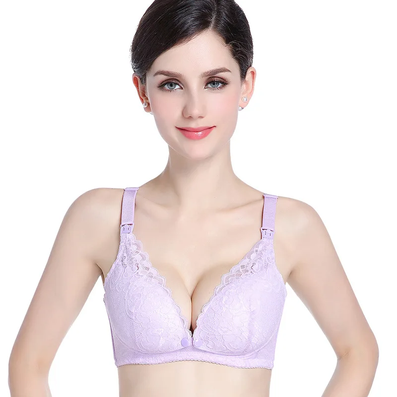 Modern pregnant women's postpartum underwear breast feeding breathable lace front open button pregnant women's breast-feeding 5
