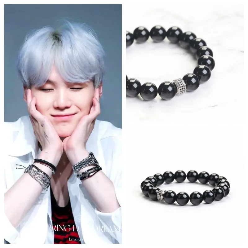 2022 Hallyu New SUGA with The Same Black Beaded Bracelet INS