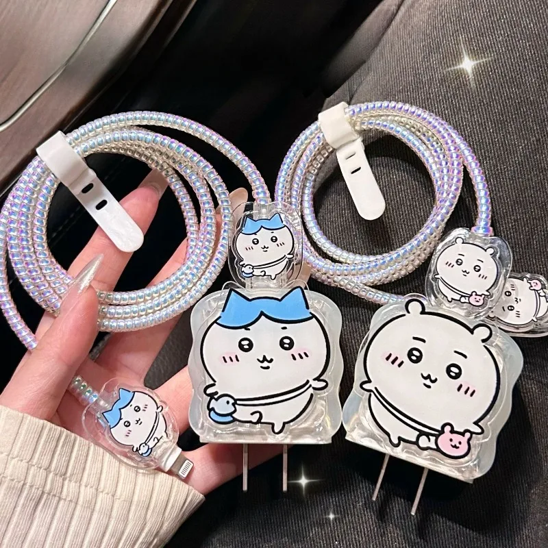 

Chiikawa Data Cable Protective Cover Hachiware Usagi Decorate Applicable 20W Iphone Charger Protective Case Accessories