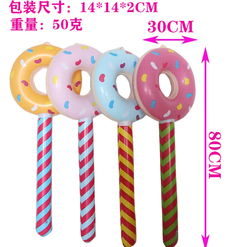 80cm Donut Inflatable Balloon Sticks Sweet Girls Doughnuts Party Ballon Gifts Kids Happy Candy Theme Birthday Party Decor Balons