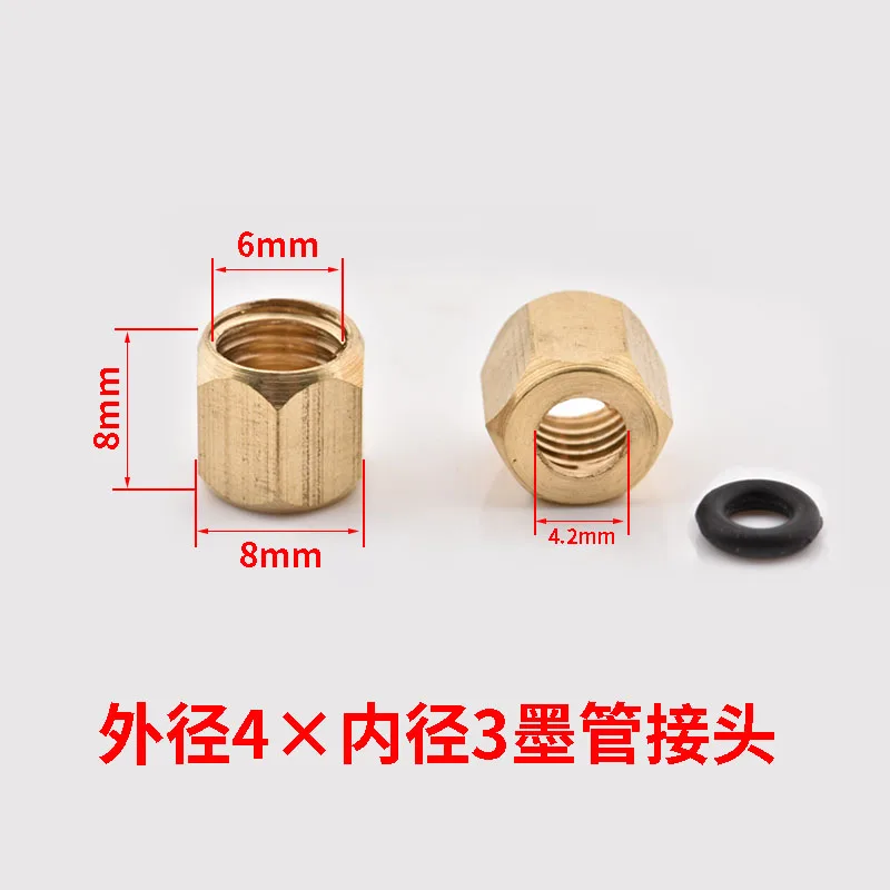 Epson XP600 TX800 UV 댐퍼 1390 DX7 DX4 DX5 잉크 튜브용 소형 및 대형 구리 너트 O링 나사, 3*2mm 및 4*3mm, 20 개
