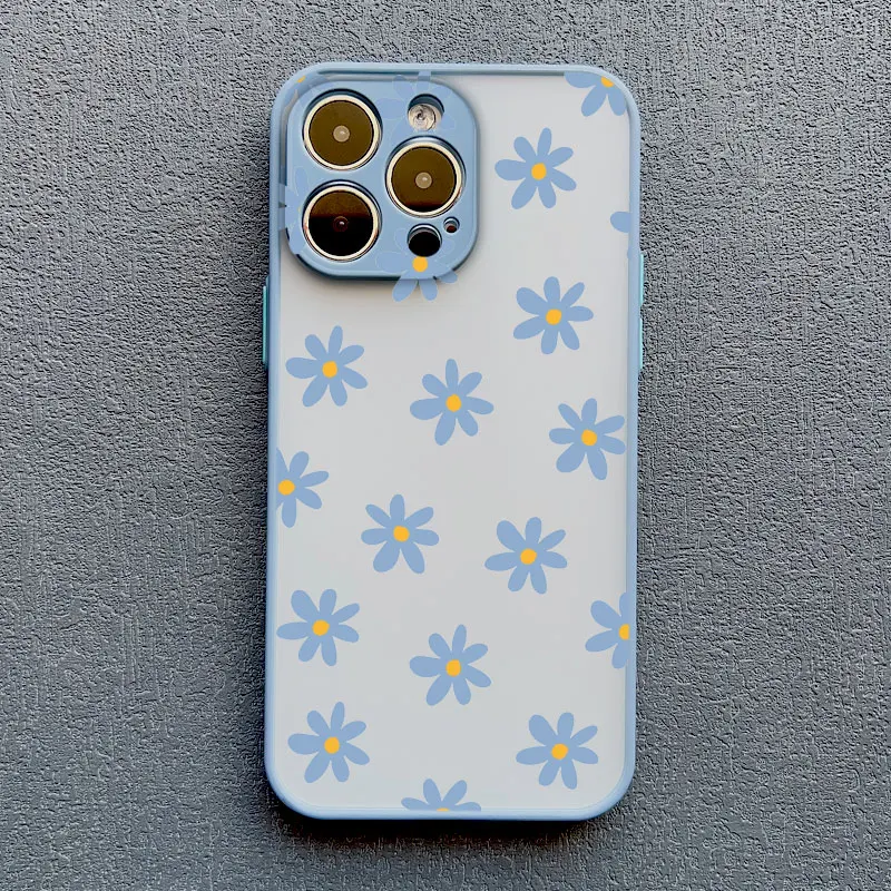 Kunst flache Blumenmuster Schutzhülle für iPhone 16 15 14 Pro Max Plus 11 12 Mini 13 Pro Max 7 8 Plus XR XS Rückseite – Detail 5