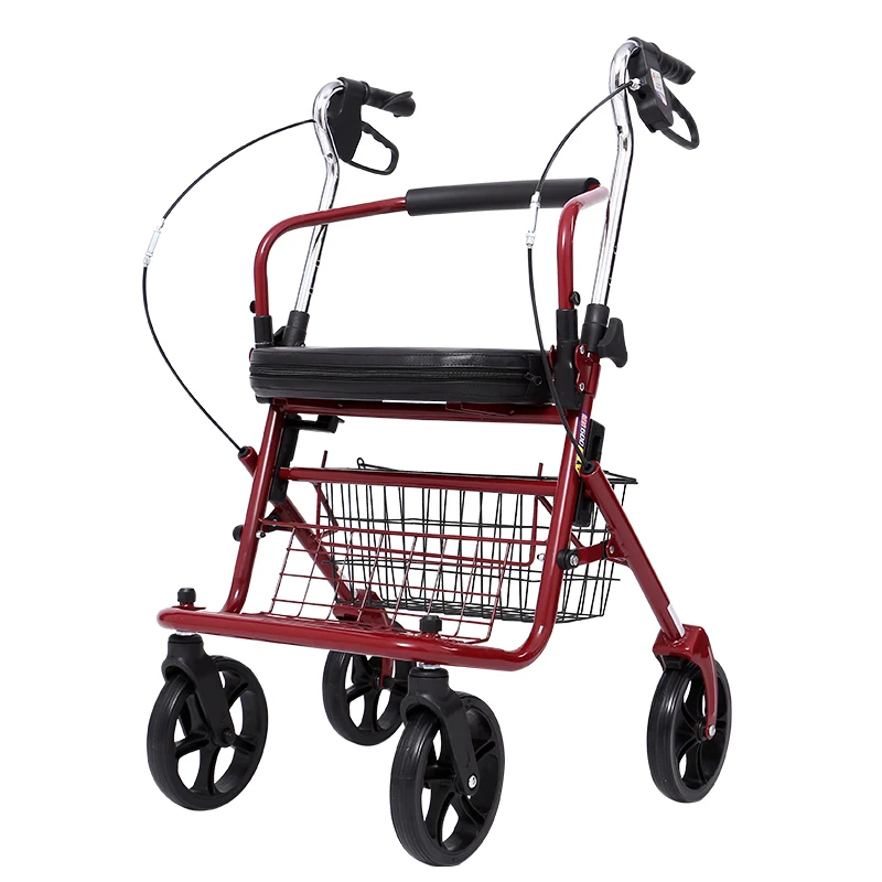 Portable Elderly Shopping Carts with Brake,Can Load 100KG,Foldable Seniors Wheelchair Rollator Walker Mobile Chair Walking Stick