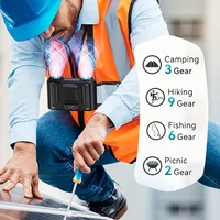 Ventilateur de refroidissement rechargeable 5 vitesses 10000 mAh pour extérieur, portable à clipser sur ceinture, à porter à la taille, à suspendre au cou, pour le camping 5
